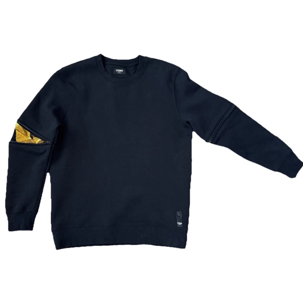 Fendi Monster Black Sweatshirt Zip Sleeves Women’s Large NEW W/O Tags Rare $980 - Picture 2 of 9